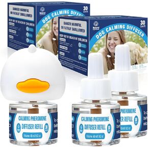 Dog Calming Pheromones Diffuser: 6-in-1 Kit Appeasing Pheromone Diffuser to Calm (2 Plugin+4x48ml Refills) for Comfort Reduces Stress Anxiety, Long-Lasting Appeasing Pheromone for Pet Dog Cat (8in1)