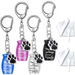 Weikui 4pcs key keyks pet keykain for dog remation المجوهرات الكلب الرماد مع قلادة مع الكلب paw prin