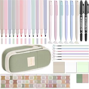 Bible Study Supplies, Bible Journaling Kit, Christmas Christian Gifts for Women, Book Annotation Kit, No Bleed Pens & Pastel Highlighters Set, Bible Tabs Pencil Case for Office Home (Pink)