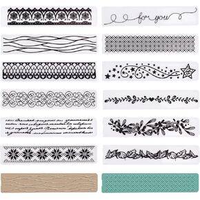 Globleland 12pcs زهرة Lace Leaf Edge الحدود البلاستيك مجلدات نقش DIY DIY البلاستي