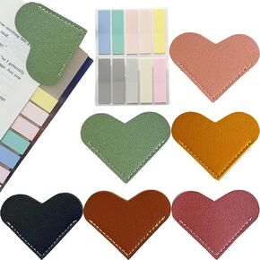 مرجعية قلب جلدية للقراءة ، Tuuiimo 6 PCS علامات الكتب اللطيفة ، إكسسوارات صفحة الزاوية ، 200 PCS لزجة لزجة للنساء ، أمي ، المعلمين ، الطلاب ، عشاق القراءة للكتاب ، الرجال ، الهدايا