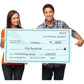 Big Checks For Presentations - 30 x 16" Dry Erase Giant Check - Oversized Fake Checks For Presentation, Big Check Fundraiser Items, Reusable Fake Check（Black）
