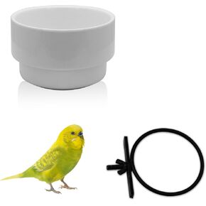 5 Oz Bird Cage Feeder, Detachable Hanging Ceramic Bird Bowls for Cage Prevent Tipping and Movement, Small Animal Bowls for Hamsters, Parrots, Squirrels, Rabbit (White-A)