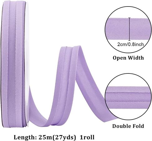 PH PandaHall 27 Yards Double Fold Bias Tape, 3/4 inch Bias Binding Purple Polycotton Bias Binding Tape Hemming Ribbon Continuous Bias Tape DIY Garment for Craft Sewing Seaming Hemming Piping Quilting in Kuwait