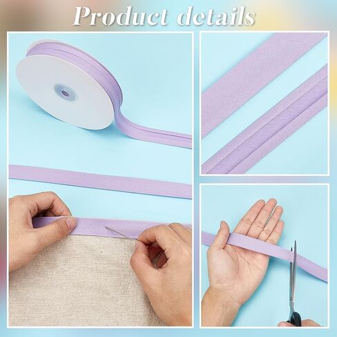 PH PandaHall 27 Yards Double Fold Bias Tape, 3/4 inch Bias Binding Purple Polycotton Bias Binding Tape Hemming Ribbon Continuous Bias Tape DIY Garment for Craft Sewing Seaming Hemming Piping Quilting in Kuwait