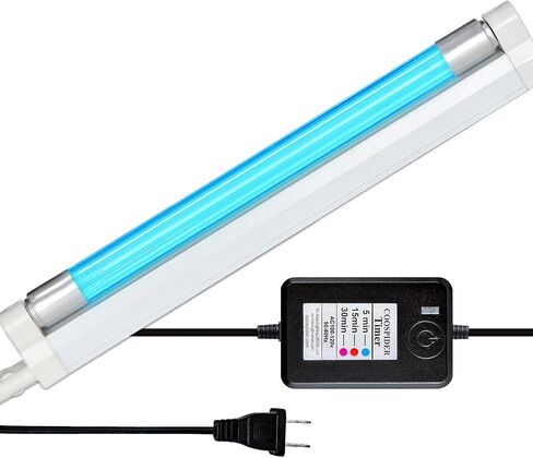 Coospider 6W UV Light with Ozone,185nm Sanitizer Lamp with 3 Time Gear, UVC Lamp for Shoes/Closet/Cabinet/Bathroom 110V CTUV-6 in Kuwait