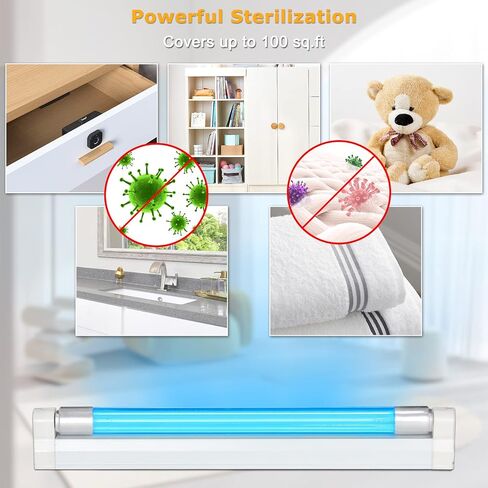 Coospider 6W UV Light with Ozone,185nm Sanitizer Lamp with 3 Time Gear, UVC Lamp for Shoes/Closet/Cabinet/Bathroom 110V CTUV-6 in Kuwait