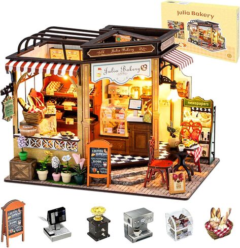 Miniature House Kit Hanging Garden, DIY Miniature Dollhouse Kit for Adults with Furniture & LED Lights, Wooden Craft Gifts for Adults Women Teens in Saudi Arabia