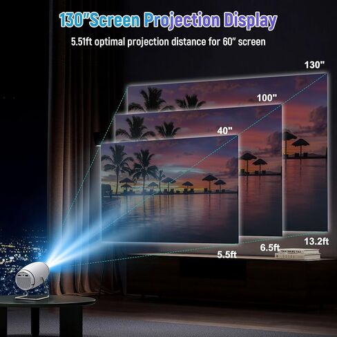 جهاز عرض صغير مع WiFi و Bluetooth ، Portable Projector 4K 1080p دعم ، Focus Auto Focus ، 120 '' شاشة عرض متوافق مع HDMI/USB/الهاتف الذكي/الكمبيوتر/الكمبيوتر المحمول in Kuwait