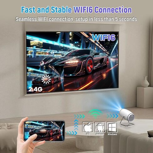 جهاز عرض صغير مع WiFi و Bluetooth ، Portable Projector 4K 1080p دعم ، Focus Auto Focus ، 120 '' شاشة عرض متوافق مع HDMI/USB/الهاتف الذكي/الكمبيوتر/الكمبيوتر المحمول in Kuwait