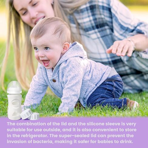 Joxodax 4 Pack Silicone Sleeves for Philips Avent Glass Bottle Food Grade Silicone Bottle Cover and 4pcs Travel Bottle Caps, Bottle Lids Replacement(for 8 oz Philips Avent Natural Glass) in Kuwait