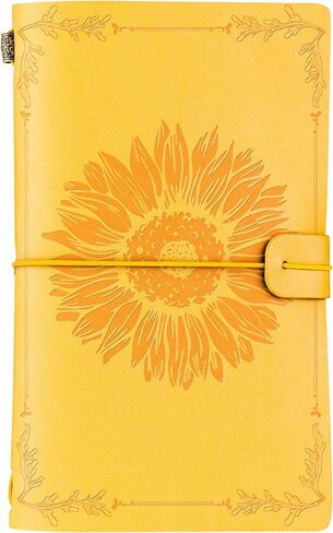 InnoBeta Sunflower gifts for Women Leather Journal Notebook 7x5 Inches, Refillable Sketchbook, Travel Diary, Lined Planner - Yellow - Magic Sunflower in Saudi Arabia
