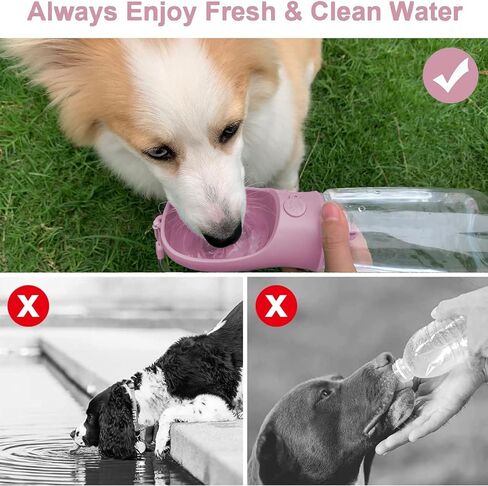 Portable Dog Water Bottle - Leak Proof Dog Water Bottle with Food Container, Travel Water Dispenser 19oz+6oz for Pets, for Walking, Hiking, and Outdoor Use - Blue in Kuwait