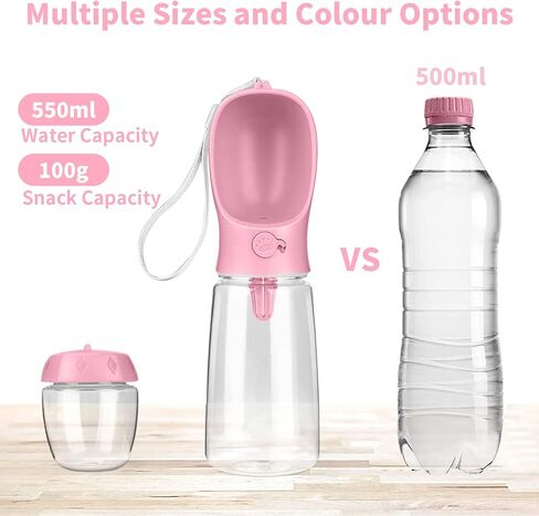 Portable Dog Water Bottle - Leak Proof Dog Water Bottle with Food Container, Travel Water Dispenser 19oz+6oz for Pets, for Walking, Hiking, and Outdoor Use - Blue in Kuwait