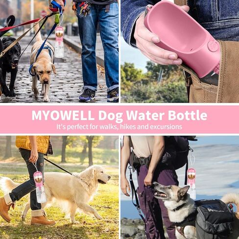 Portable Dog Water Bottle - Leak Proof Dog Water Bottle with Food Container, Travel Water Dispenser 19oz+6oz for Pets, for Walking, Hiking, and Outdoor Use - Blue in Kuwait