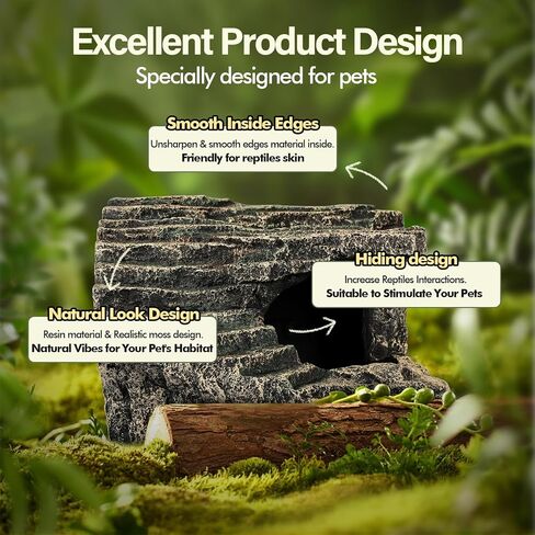 Reptile Hide, Great for Geckos, Snakes, Bearded Dragons & Lizards. with Steps for Reptile Rock Climbing, It Doubles as Aquarium Rock Cave Corner Reptile Cave for Climbing Hiding. (Stone, A-XLarge) in Saudi Arabia