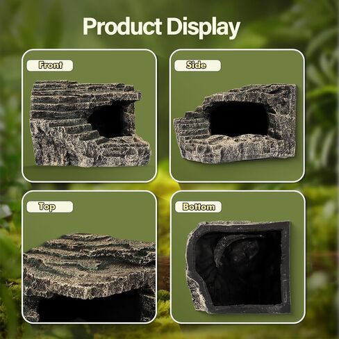 Reptile Hide, Great for Geckos, Snakes, Bearded Dragons & Lizards. with Steps for Reptile Rock Climbing, It Doubles as Aquarium Rock Cave Corner Reptile Cave for Climbing Hiding. (Stone, A-XLarge) in Saudi Arabia