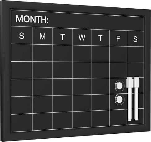 Monthly Chalkboard Calendar for Wall, Wooden Framed 17" x 13" Black Board Calendar, Hanging Chalk Board Planner for Kitchen, Home, Office in Saudi Arabia