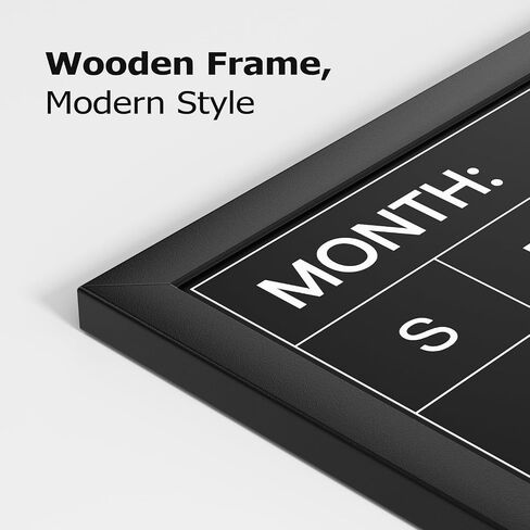 Monthly Chalkboard Calendar for Wall, Wooden Framed 17" x 13" Black Board Calendar, Hanging Chalk Board Planner for Kitchen, Home, Office in Saudi Arabia