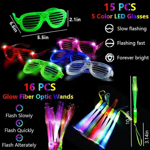 Glow Fiber Optic Wands Sticks LED Light up Wands Bulk,Glow in the dark Party Supplies Favor Flashing Sticks Included Batteries for Birthday Holiday Party Wedding Christmas 2025 New Year Eve in Saudi Arabia