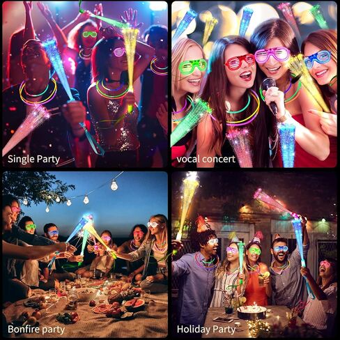 Glow Fiber Optic Wands Sticks LED Light up Wands Bulk,Glow in the dark Party Supplies Favor Flashing Sticks Included Batteries for Birthday Holiday Party Wedding Christmas 2025 New Year Eve in Saudi Arabia