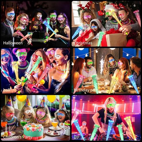 Glow Fiber Optic Wands Sticks LED Light up Wands Bulk,Glow in the dark Party Supplies Favor Flashing Sticks Included Batteries for Birthday Holiday Party Wedding Christmas 2025 New Year Eve in Saudi Arabia