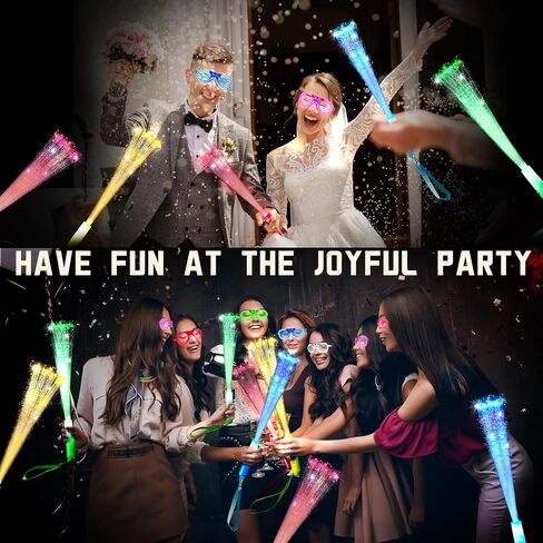 Glow Fiber Optic Wands Sticks LED Light up Wands Bulk,Glow in the dark Party Supplies Favor Flashing Sticks Included Batteries for Birthday Holiday Party Wedding Christmas 2025 New Year Eve in Saudi Arabia