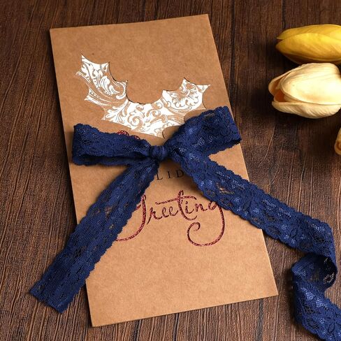GXTIZAS Navy Blue Lace Ribbon 1" Wide x 28 Yards lace Fabric Vintage Pattern Elastic Lace Ribbon for Crafts Gift Wrapping Flower Design Sewing in Saudi Arabia