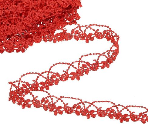 uxcell Red Lace Trim Ribbon, 0.8" x 5 Yards Polyester Embroidered Crochet Lace Trim Fabric for Sewing, Wedding Decorations, Headbands, DIY Crafts Making in Kuwait