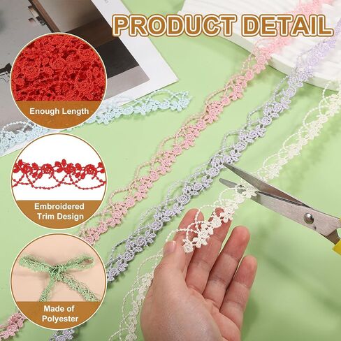 uxcell Red Lace Trim Ribbon, 0.8" x 5 Yards Polyester Embroidered Crochet Lace Trim Fabric for Sewing, Wedding Decorations, Headbands, DIY Crafts Making in Kuwait