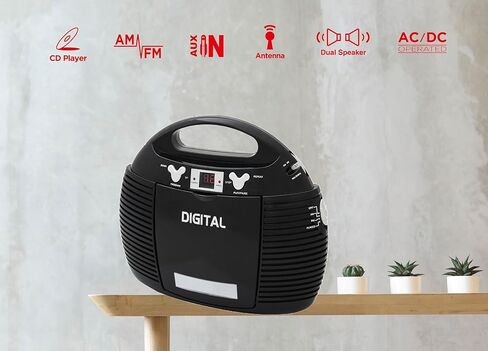 HANNLOMAX HX-327CD Portable CD Player with AM/FM Radio, Aux-in, AC/DC Dual Power Source. (Black) in Kuwait