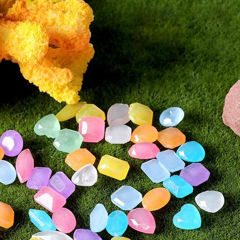 500pcs توهج الحصى في الحوض في الحجارة الداكنة الصخور المتوهجة الحصى المضيئة الحجر الحجري المكسور للعصارة bonsai terrarium مزهرية حشو خزان السمك أواني حديقة الديكور (لون مختلط) in Kuwait