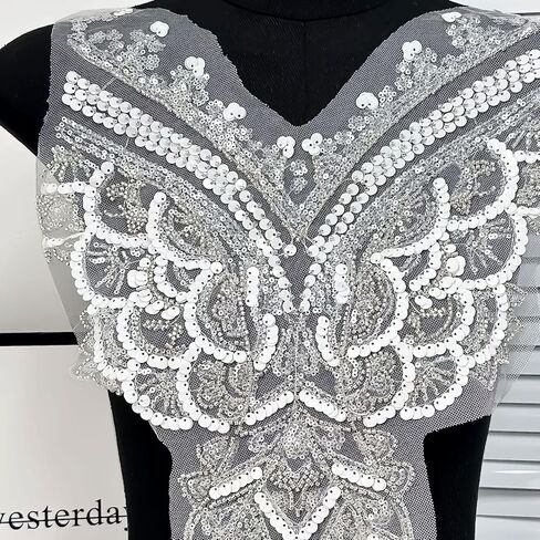 1pcs Gold Thread Embroidered Lace Neckline Collar Trim Tones Floral Brown Leaf Applique Patches in Kuwait