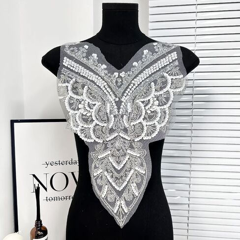 1pcs Gold Thread Embroidered Lace Neckline Collar Trim Tones Floral Brown Leaf Applique Patches in Kuwait
