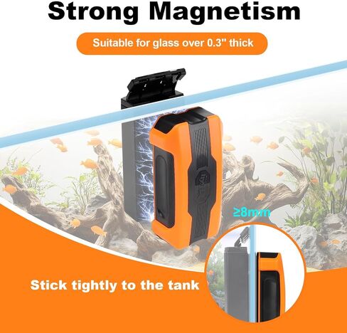 hygger Aquarium Magnetic Brush, Fish Tank Glass Algae Scrubber with Detachable Stainless Steel and Plastic Scraper, Magnetic Fish Tank Cleaner for Glass/Acrylic Fish Tank in Kuwait