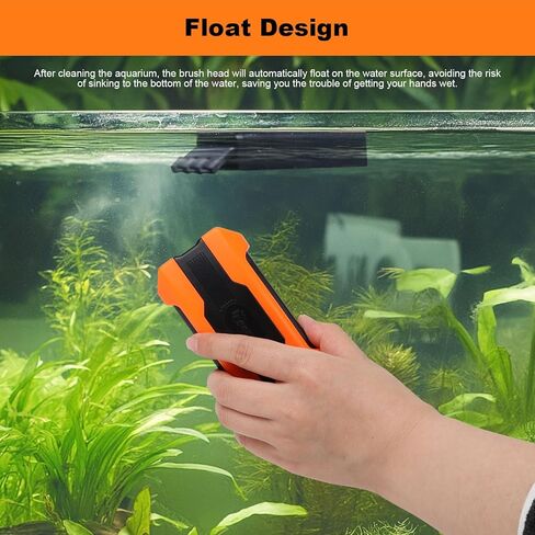 hygger Aquarium Magnetic Brush, Fish Tank Glass Algae Scrubber with Detachable Stainless Steel and Plastic Scraper, Magnetic Fish Tank Cleaner for Glass/Acrylic Fish Tank in Kuwait