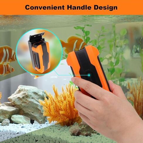 hygger Aquarium Magnetic Brush, Fish Tank Glass Algae Scrubber with Detachable Stainless Steel and Plastic Scraper, Magnetic Fish Tank Cleaner for Glass/Acrylic Fish Tank in Kuwait