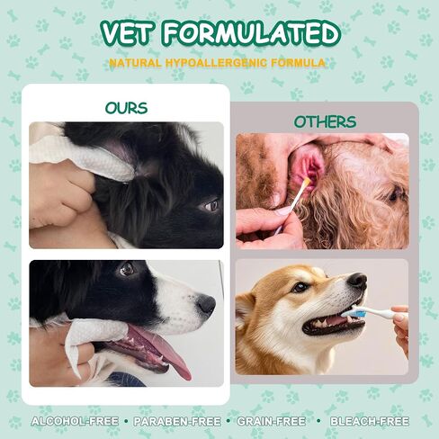 Pet Finger Wipes for Ear and Teeth - 120 Count Cleaner Finger Wipes For Dog and Cat, Dental Ear Care Wipes, Hypoallergenic Dog Wipes to Remove Plaque Tartar, Relieve Ear Itching and Inflammation in Saudi Arabia
