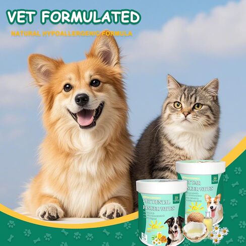 Pet Finger Wipes for Ear and Teeth - 120 Count Cleaner Finger Wipes For Dog and Cat, Dental Ear Care Wipes, Hypoallergenic Dog Wipes to Remove Plaque Tartar, Relieve Ear Itching and Inflammation in Saudi Arabia