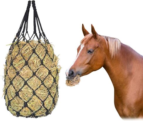 Slow Feed Hay Net for Horses, 42" Length with 2" Holes Hay Nets, Chew-Resistant Polyethylene Fiber Material in Kuwait