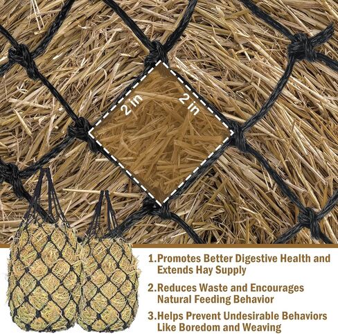 Slow Feed Hay Net for Horses, 42" Length with 2" Holes Hay Nets, Chew-Resistant Polyethylene Fiber Material in Saudi Arabia