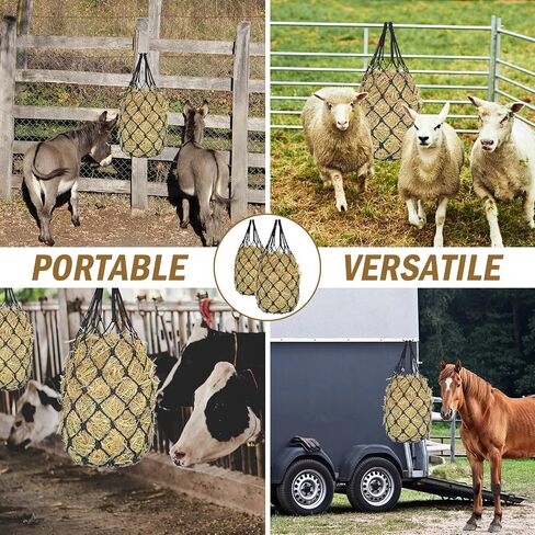 Slow Feed Hay Net for Horses, 42" Length with 2" Holes Hay Nets, Chew-Resistant Polyethylene Fiber Material in Saudi Arabia