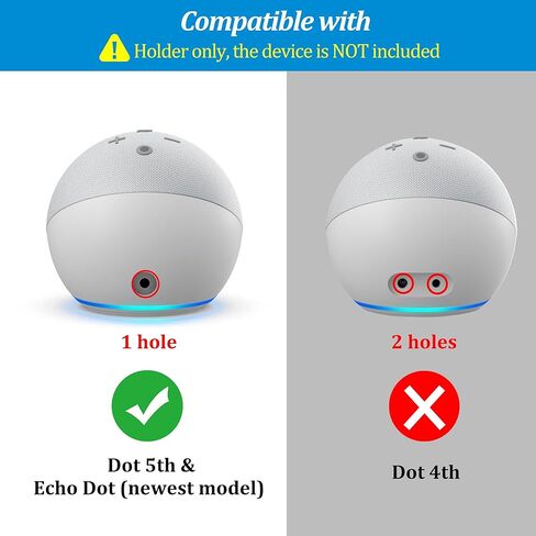 حامل حائط PlusAcc للجيل الخامس من Echo Dot - حامل حائط حامل لـ Echo Dot 5th Gen، ملحقات Alexa Dot 5 موفرة للمساحة، إدارة كابلات مدمجة (أسود-عبوة واحدة) in Kuwait
