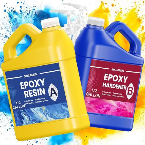 Epoxy Resin, 1Gallon Epoxy Resin Kit Casting & Coating, Crystal Clear and NO Yellowing & NO Bubble and Self Leveling Easy Mix 1:1 for DIY Jewelry Making, Art Crafts, Wood & Resin Molds in Saudi Arabia