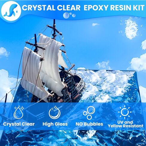 Epoxy Resin, 1Gallon Epoxy Resin Kit Casting & Coating, Crystal Clear and NO Yellowing & NO Bubble and Self Leveling Easy Mix 1:1 for DIY Jewelry Making, Art Crafts, Wood & Resin Molds in Saudi Arabia
