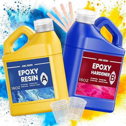 Epoxy Resin, 1Gallon Epoxy Resin Kit Casting & Coating, Crystal Clear and NO Yellowing & NO Bubble and Self Leveling Easy Mix 1:1 for DIY Jewelry Making, Art Crafts, Wood & Resin Molds in Saudi Arabia