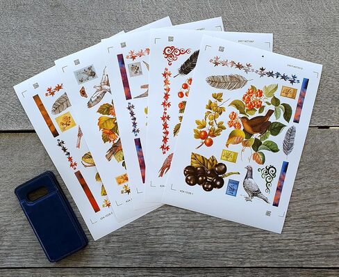 Holographic Stickers Pack # Birds and Flowers Last Century HANATABA Vintage Art Deco Styled Wall Laptop Large Vinyl Hologram Stickers in Saudi Arabia