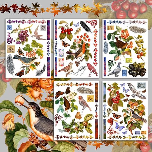 Holographic Stickers Pack # Birds and Flowers Last Century HANATABA Vintage Art Deco Styled Wall Laptop Large Vinyl Hologram Stickers in Saudi Arabia