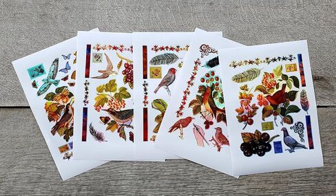 Holographic Stickers Pack # Birds and Flowers Last Century HANATABA Vintage Art Deco Styled Wall Laptop Large Vinyl Hologram Stickers in Saudi Arabia