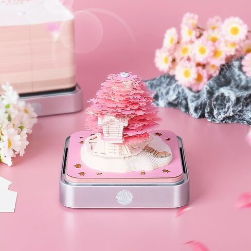 3D Memo Pad Time Piece Calendar 2025,3D Calendar Memo Pad DIY Notes Notepad Paper Carving Art Green Tree House,2025 Desk Calendar With LED Lights in Kuwait